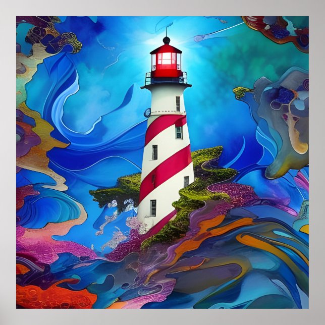 Lighthouse in a Storm Poster (Front)