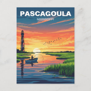 Lighthouse in Pascagoula Mississippi Postcard