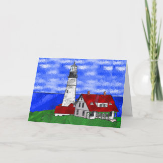 Lighthouse In Stained Glass Thank You Card