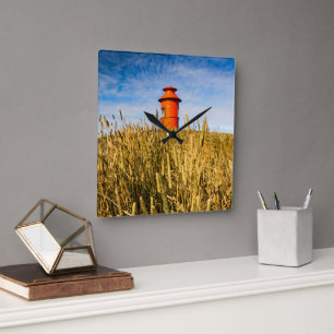 Lighthouse in Stykkisholmur, Iceland Square Wall Clock