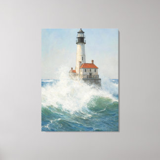 Lighthouse in the Storm – Ocean Waves Art Print