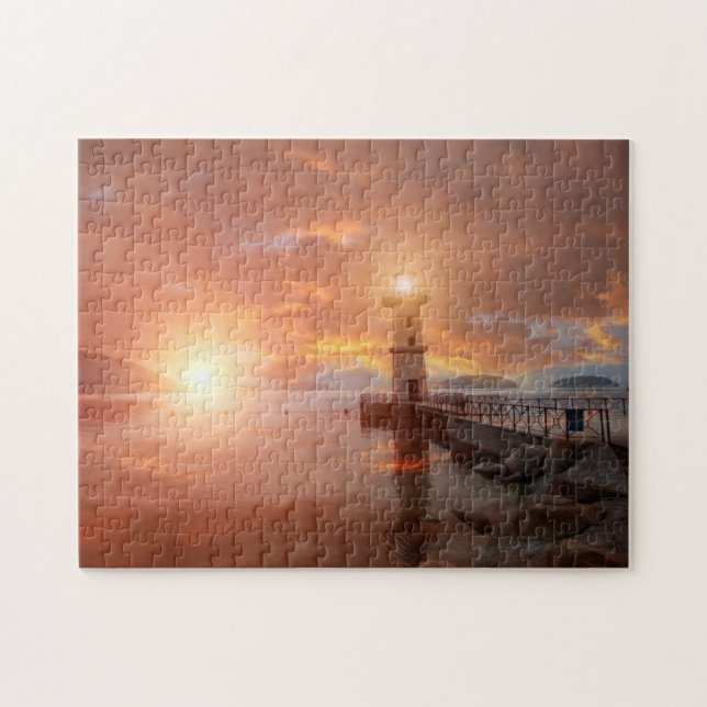 Lighthouse in the Sunset Jigsaw Puzzle (Horizontal)