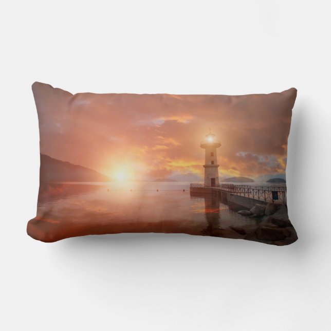 Lighthouse in the Sunset Lumbar Cushion (Front)