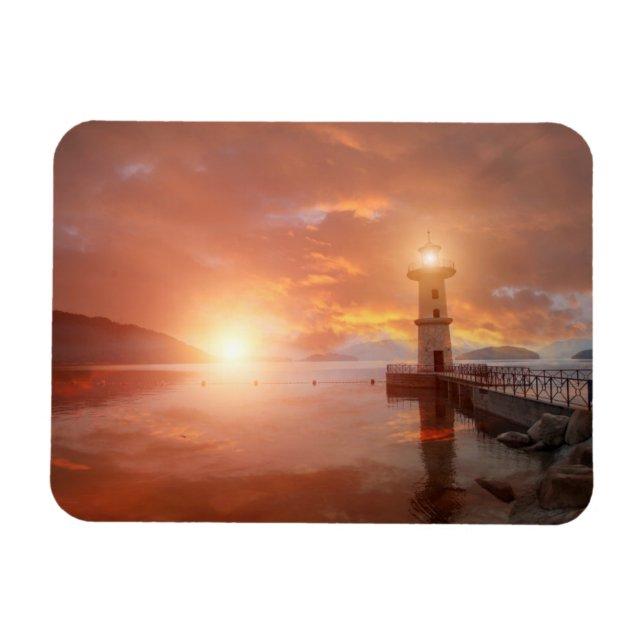 Lighthouse in the Sunset Magnet (Horizontal)