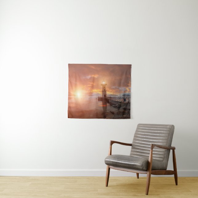 Lighthouse in the Sunset Tapestry (In Situ (Horizontal))
