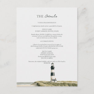 Lighthouse Ivory Olive Script Wedding Details Enclosure Card