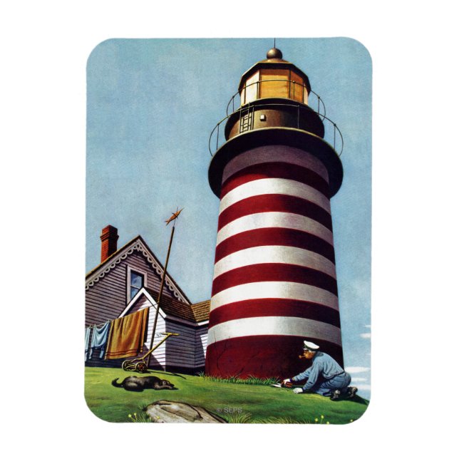 Lighthouse Keeper by Stevan Dohanos Magnet (Vertical)