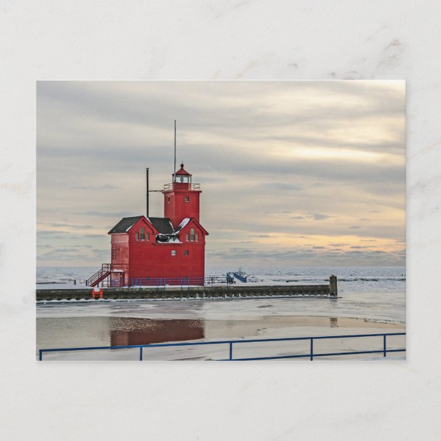 Lighthouse Known as Big Red in Holland Michigan Postcard (Front)