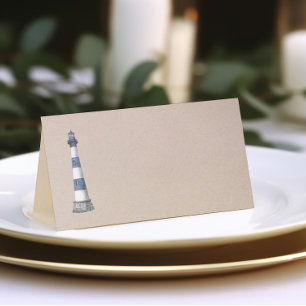 Lighthouse Kraft Wedding Folded Place Card