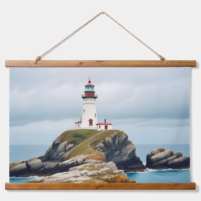 Lighthouse Landscape Coastal Ocean Calm Scenery Hanging Tapestry (Front)