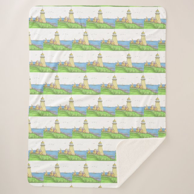 Lighthouse Large Sherpa Blanket (Front)