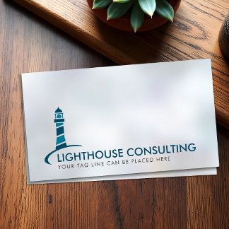 Lighthouse logo - shades of blue on pearl business card