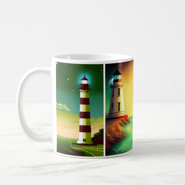 Lighthouse lover mug with 4 lighthouse pictures (Left)