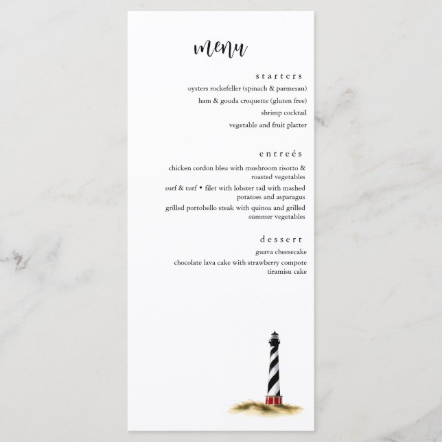 Lighthouse Menu (Front)