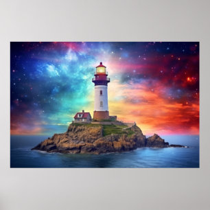 Lighthouse Nature World Fantastic Landscape Image Poster