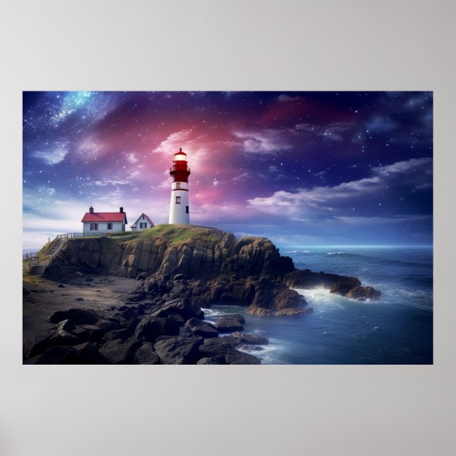 Lighthouse Nature World Fantastic Landscape Image Poster (Front)