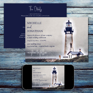 Lighthouse Nautical Beach All in One Wedding Invitation