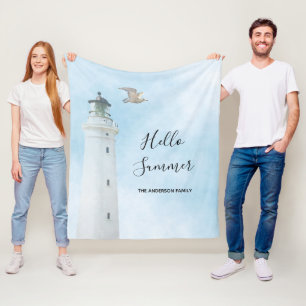 Lighthouse nautical ocean sea summer fleece blanket