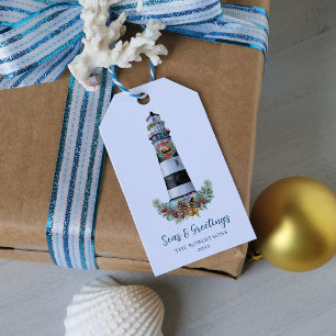 Lighthouse Nautical Seas & Greetings Christmas Gift Tags