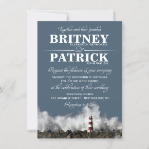 Lighthouse Nautical Themed Wedding Invitations