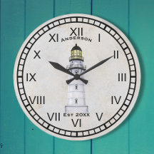 Lighthouse Nautical Wall Clock Grey Grunge