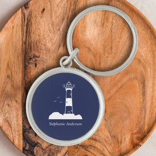 Lighthouse Navy Blue  Key Ring