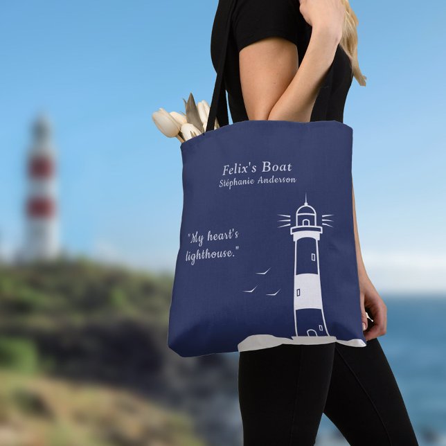 Lighthouse Navy Blue Tote Bag (Lighthouse Navy Blue Tote Bag)