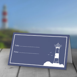 Lighthouse Navy Blue Wedding Place Cards