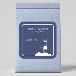 Lighthouse Navy Blue Wedding  Square Sticker