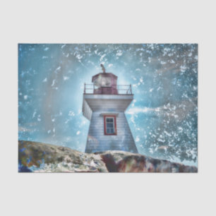 Lighthouse Ocean Nautical Blue Rustic Coastal Tissue Paper