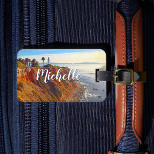 Lighthouse Ocean Photo Custom Name CA Vacation Luggage Tag