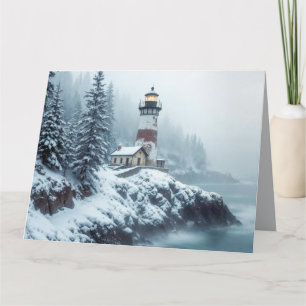 Lighthouse Ocean Sea Nature Marine Coastline Snow Card