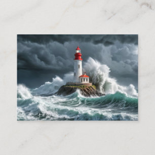 Lighthouse Ocean Storm Majestic Powerful Wave Business Card