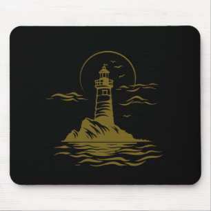 Lighthouse Ocean World Travel Adventure Vector Art Mouse Pad