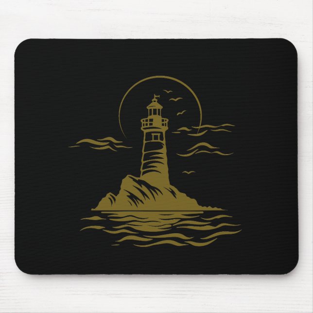 Lighthouse Ocean World Travel Adventure Vector Art Mouse Pad (Front)