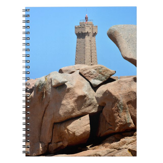 Lighthouse of Ploumanac'h in France Postcard Ceram Notebook (Front)