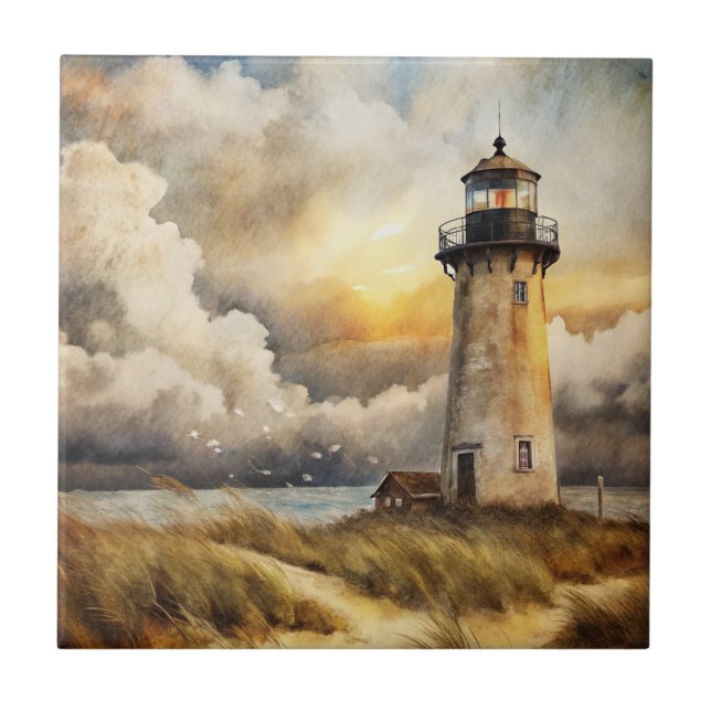 Lighthouse on a Beach Tile (Front)