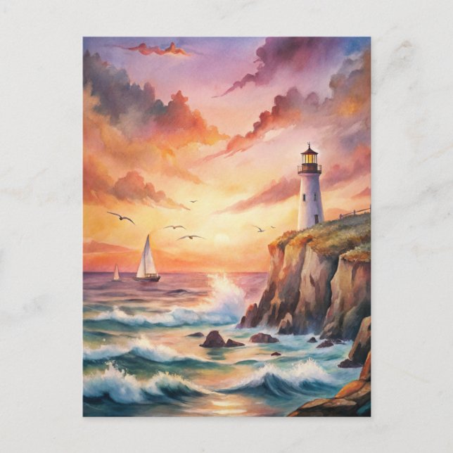 Lighthouse on a Cliff Postcard (Front)