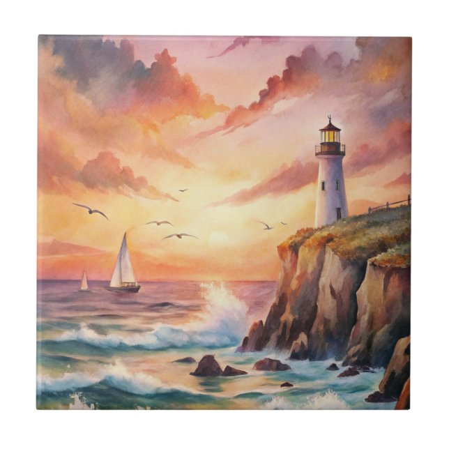 Lighthouse on a Cliff Tile (Front)