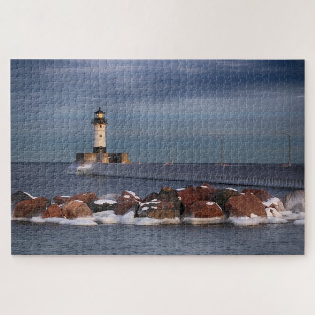 Lighthouse on a Frosty Morning Duluth Minnesota  Jigsaw Puzzle (Horizontal)