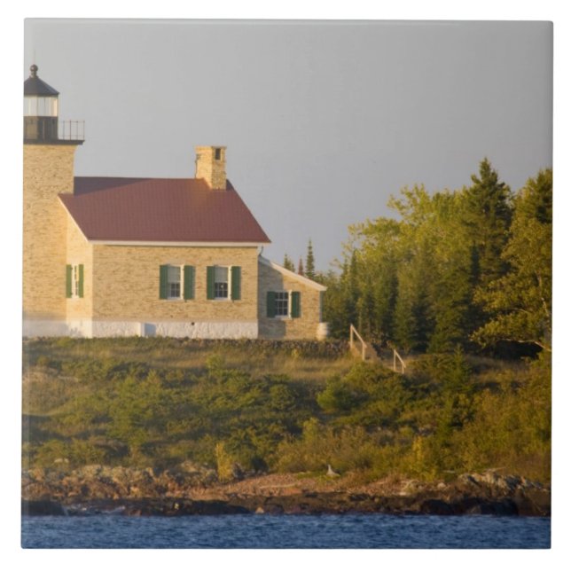 Lighthouse on Lake Superior near Copper Harbour Tile (Front)