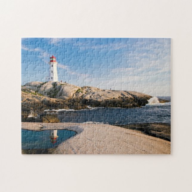Lighthouse on Rocks with Ocean Reflection Jigsaw Puzzle (Horizontal)
