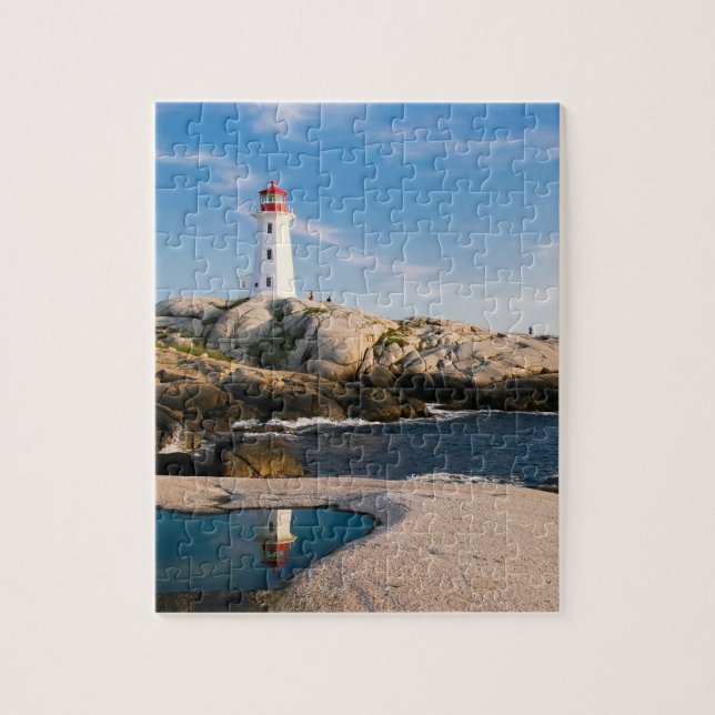Lighthouse on Rocks with Ocean Reflection Jigsaw Puzzle (Vertical)