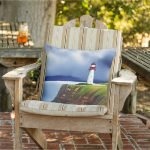 Lighthouse on the Cliffs Watercolor   Cushion