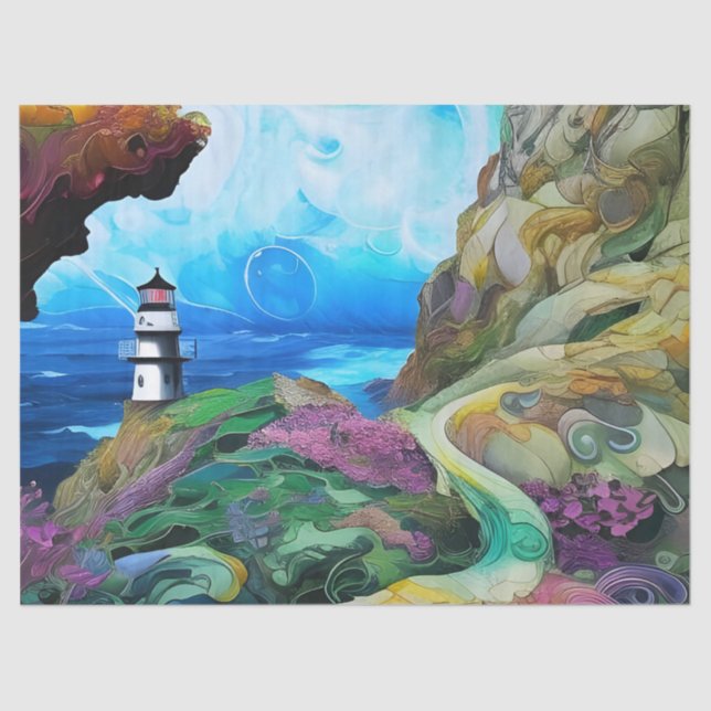 lighthouse over looking the Sea Tissue Paper (Front)