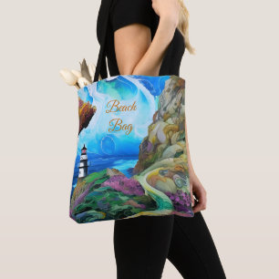Lighthouse over looking the Sea Tote Bag