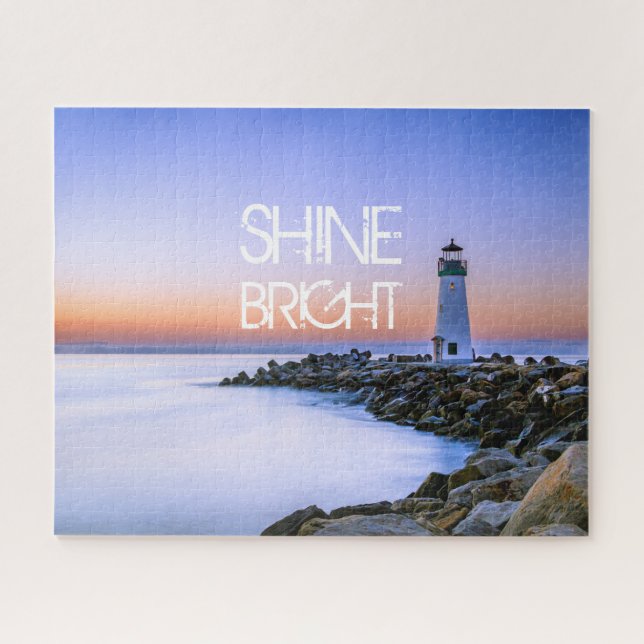 Lighthouse Pastel Sunset Rocky Beach Jigsaw Puzzle (Horizontal)