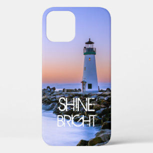 Lighthouse Pastel Sunset Rocky Beach Photo iPhone 12 Case