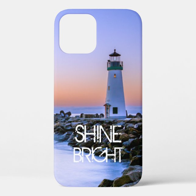 Lighthouse Pastel Sunset Rocky Beach Photo Case-Mate iPhone Case (Back)