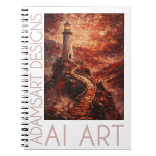 Lighthouse Path at Sunset – Painterly Landscape Notebook